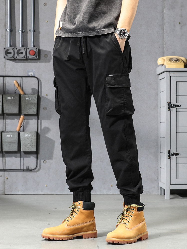 Pantalon cargo vintage fonctionnel multipoches à revers pour homme, idéal pour les activités décontractées en extérieur