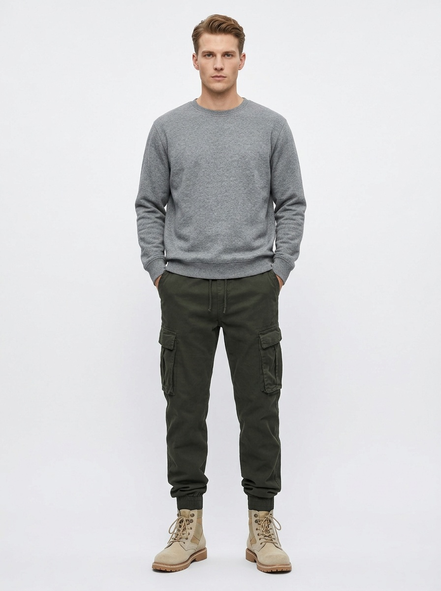 Pantalon cargo fuselé rétro extensible et fonctionnel pour homme, idéal pour les activités de plein air décontractées.