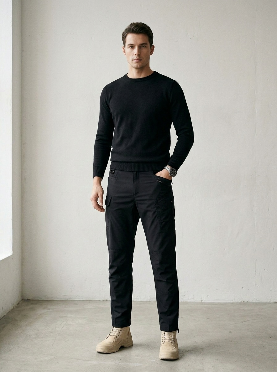 Slim Fit Vintage Straight Leg Men's Cargo Pants