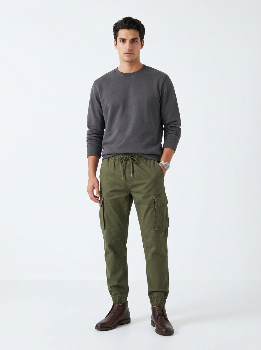 Stretch Fit Multi-Pocket Vintage Men's Jogger Cargo Pants