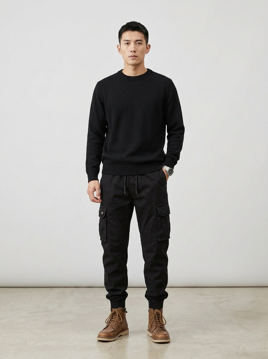 Stretch Fit Multi-Pocket Vintage Men's Jogger Cargo Pants