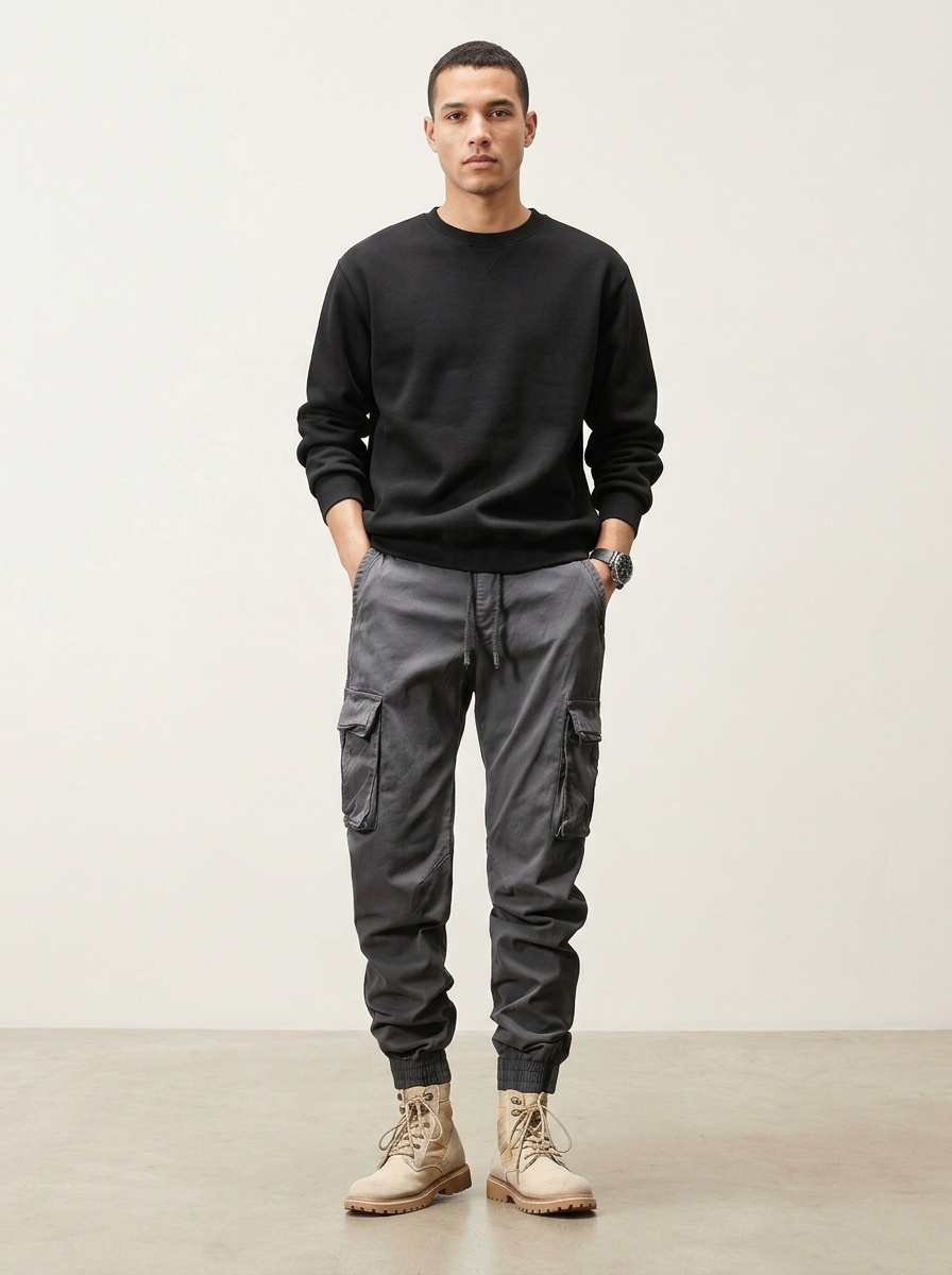 Stretch Fit Multi-Pocket Vintage Men's Jogger Cargo Pants