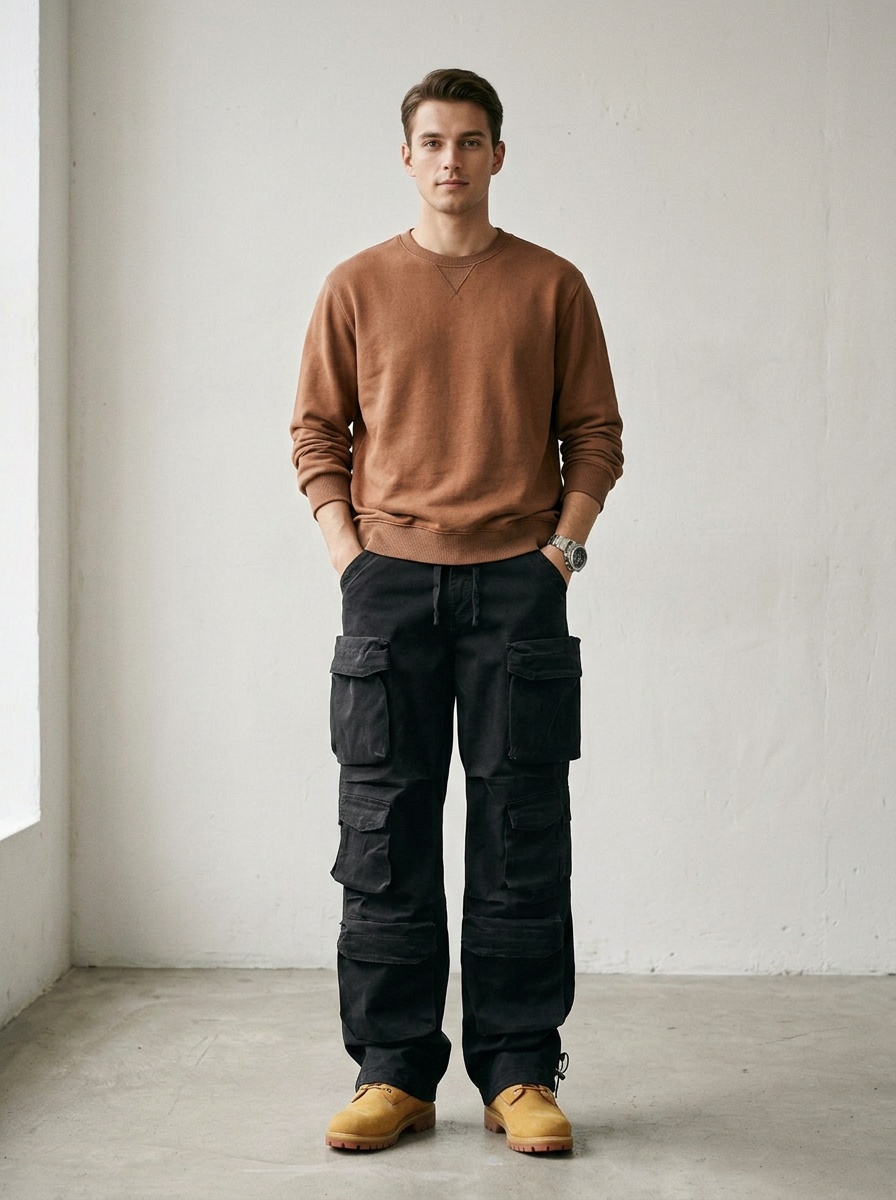 Vintage Multi-Pocket Men's Cargo Pants for Outdoor Casual Wear