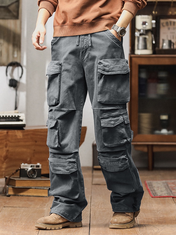 Vintage Multi-Pocket Men's Cargo Pants for Outdoor Casual Wear