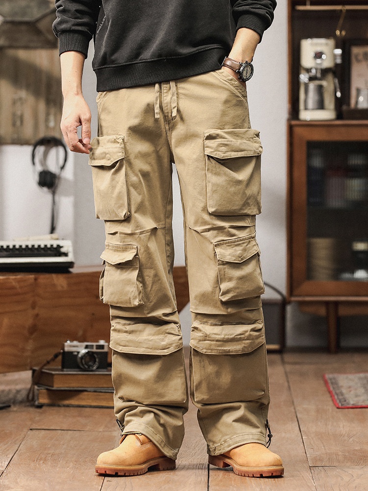 Vintage Multi-Pocket Men's Cargo Pants for Outdoor Casual Wear