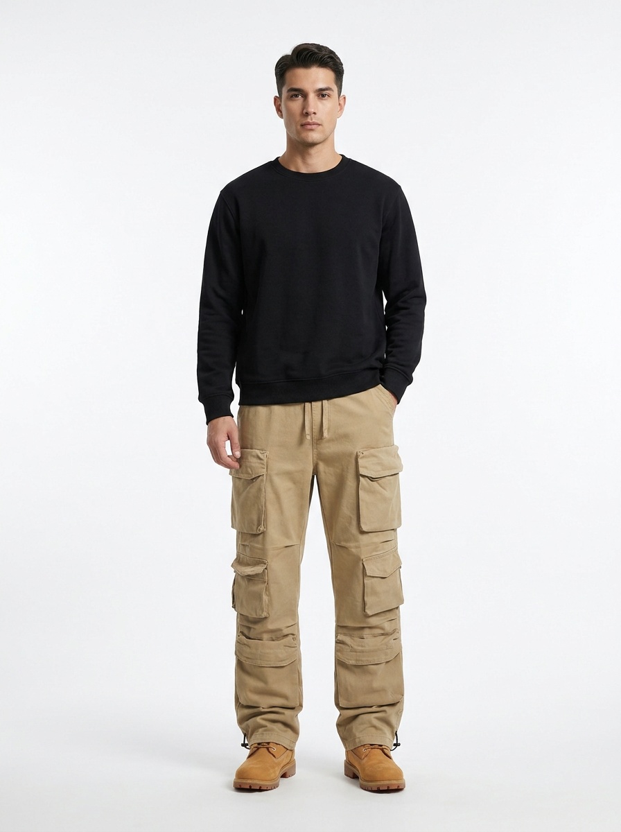 Vintage Multi-Pocket Men's Cargo Pants for Outdoor Casual Wear
