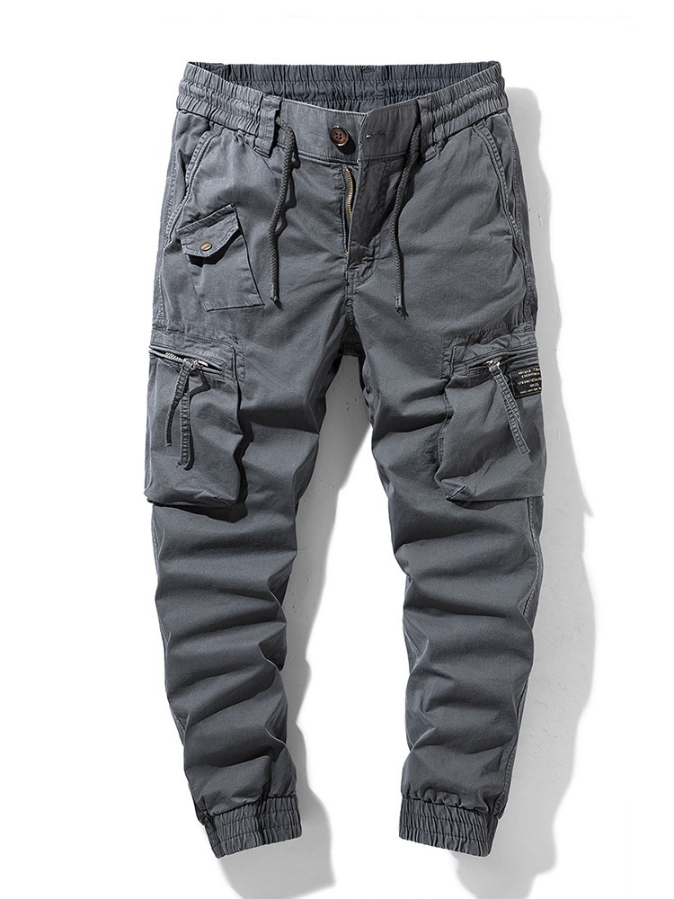 Elastic Retro Functional Tapered Men's Cargo Pants for Casual Outdoor Wear