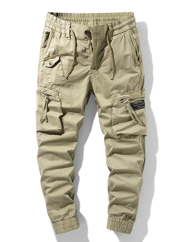 Elastic Retro Functional Tapered Men's Cargo Pants for Casual Outdoor Wear