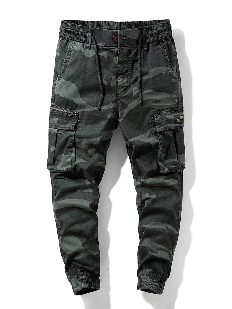 Camouflage Multi-Pocket Cuffed Men's Cargo Jogger Pants for Casual Streetwear