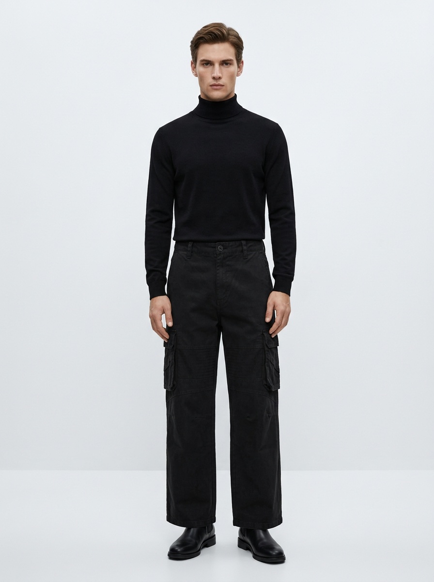 Relaxed Fit Straight Leg Multi-Pocket Men's Cargo Pants for Casual Wear