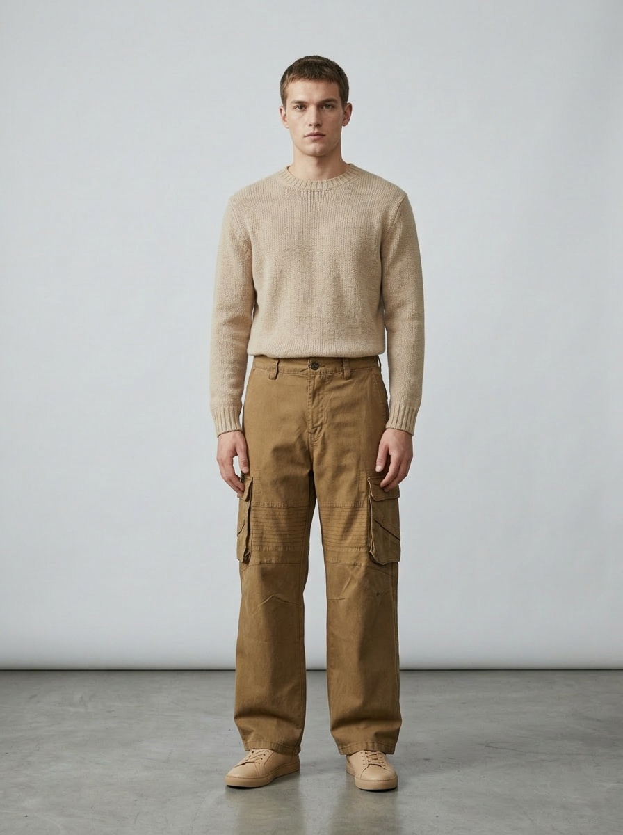 Relaxed Fit Straight Leg Multi-Pocket Men's Cargo Pants for Casual Wear