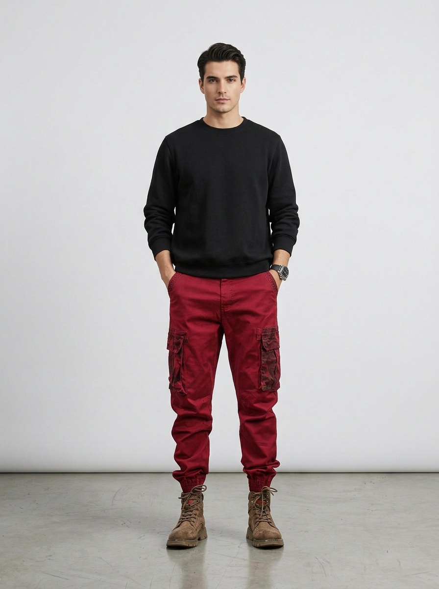 Slim Fit Tapered Camouflage Men's Cargo Jogger Pants for Casual Wear