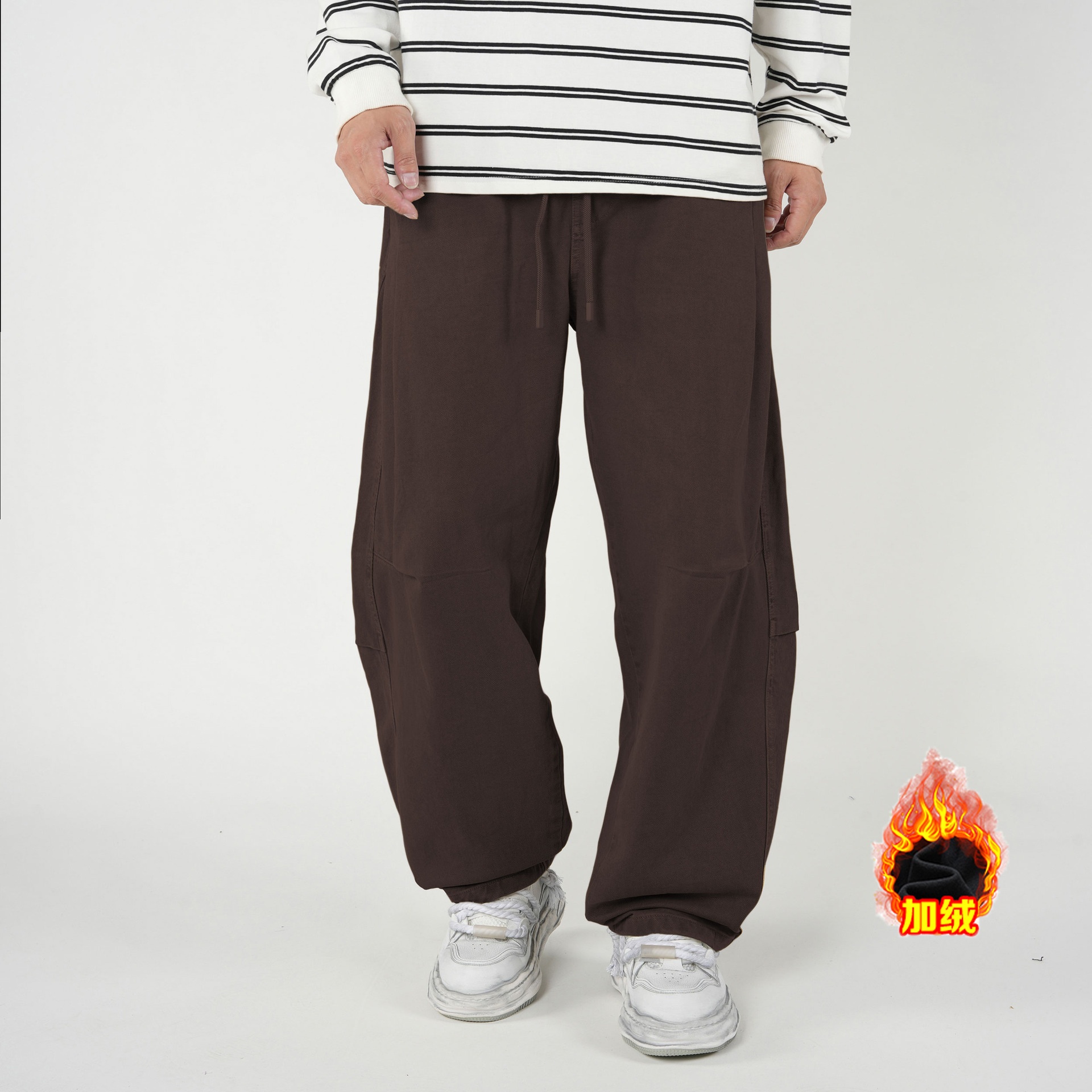 Functional Multi-Pocket Fleece-Lined Men's Cargo Pants for Winter Casual Wear