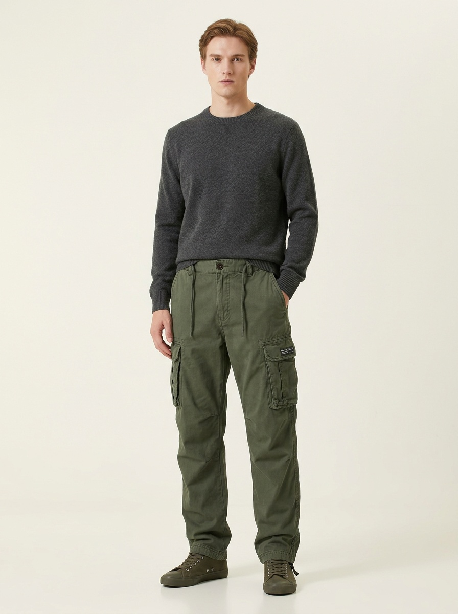 Vintage Style Multi-Pocket Tapered Men's Cargo Pants for Outdoor Casual Wear