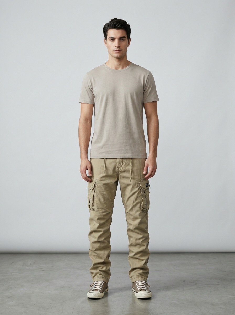 Vintage Style Multi-Pocket Tapered Men's Cargo Pants for Outdoor Casual Wear