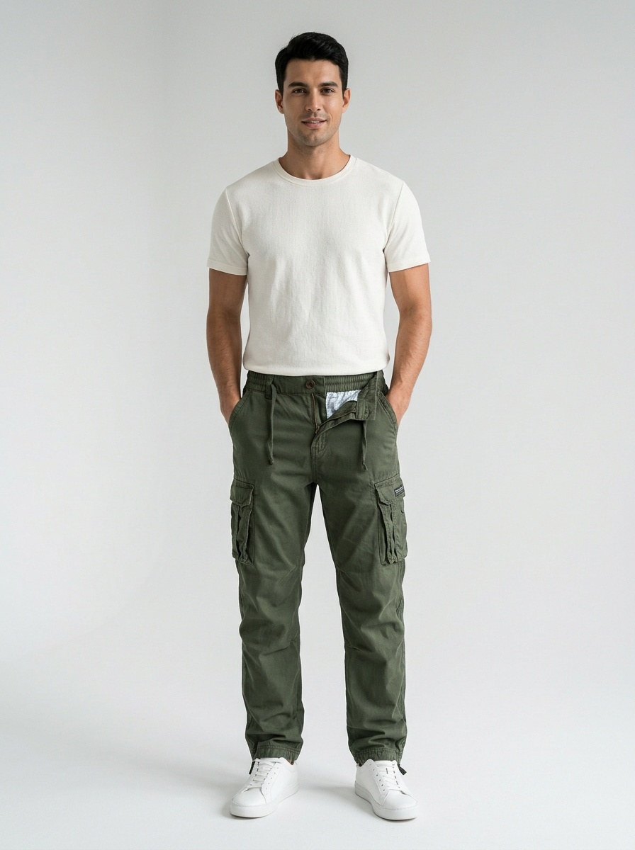 Vintage Style Multi-Pocket Tapered Men's Cargo Pants for Outdoor Casual Wear