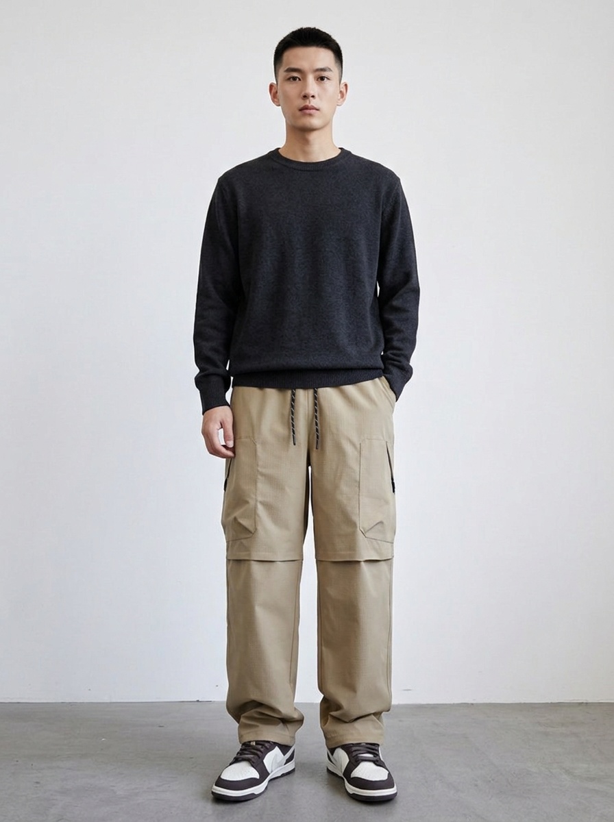 Wide-Leg Multi-Pocket Stretch Winter Men's Cargo Pants