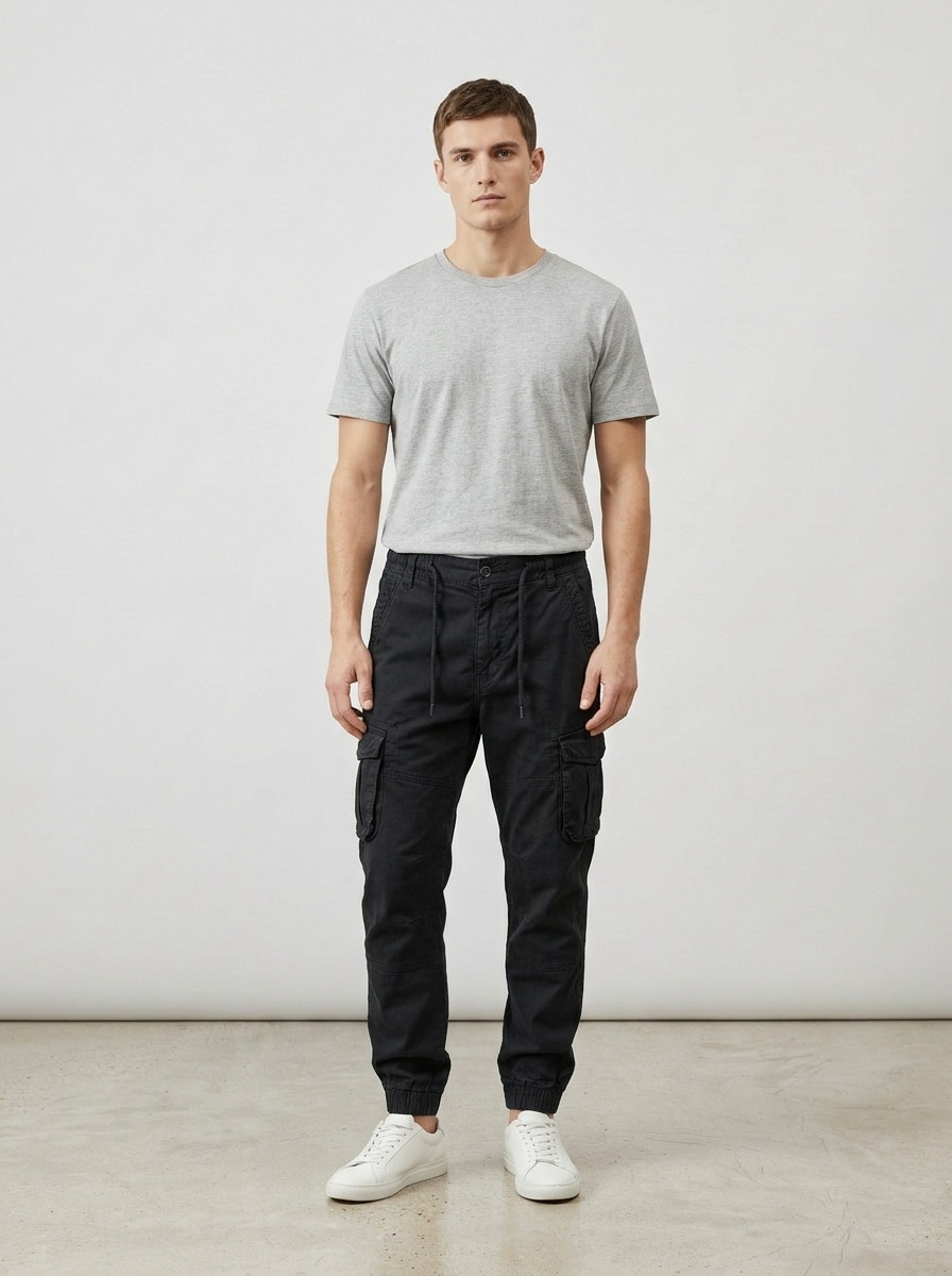 Multi-Pocket Stretch Fit Tapered Men's Cargo Pants