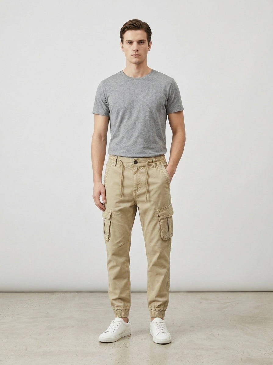 Multi-Pocket Stretch Fit Tapered Men's Cargo Pants