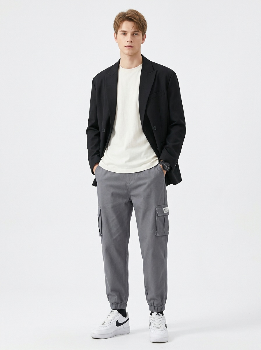 Vintage Multi-Pocket Stretch Men's Cargo Pants for Outdoor Casual Wear