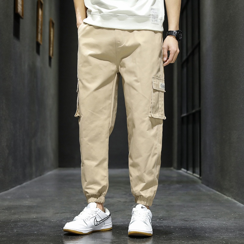 Vintage Multi-Pocket Stretch Men's Cargo Pants for Outdoor Casual Wear