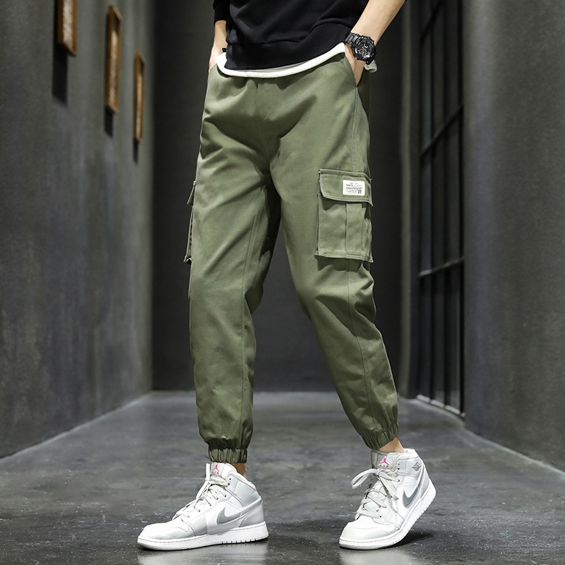 Vintage Multi-Pocket Stretch Men's Cargo Pants for Outdoor Casual Wear