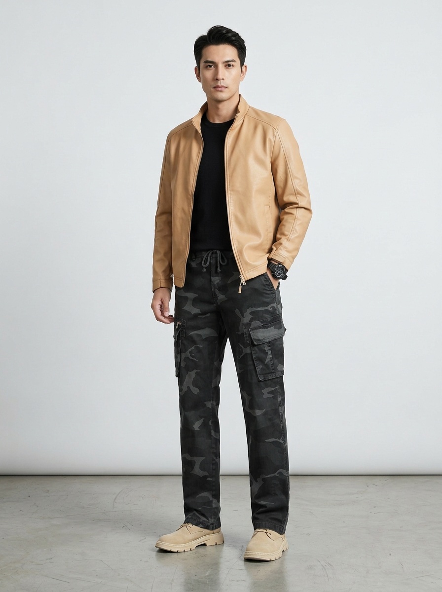 Straight Leg Camouflage Multi-Pocket Men's Cargo Pants for Casual Streetwear