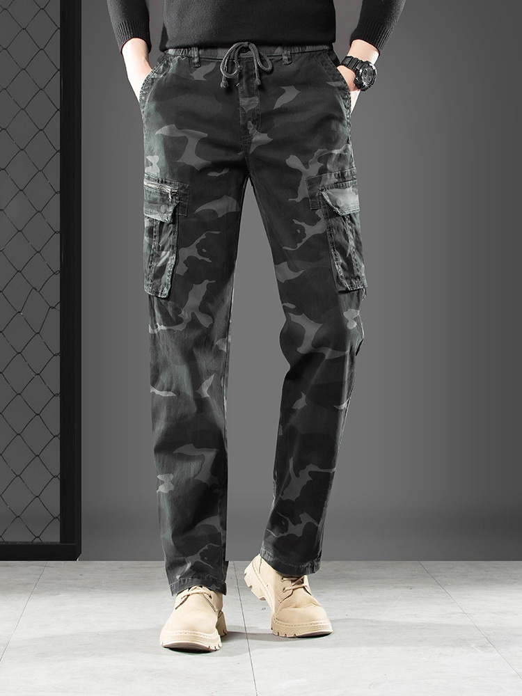 Straight Leg Camouflage Multi-Pocket Men's Cargo Pants for Casual Streetwear
