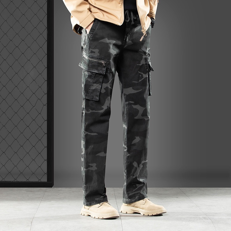 Straight Leg Camouflage Multi-Pocket Men's Cargo Pants for Casual Streetwear