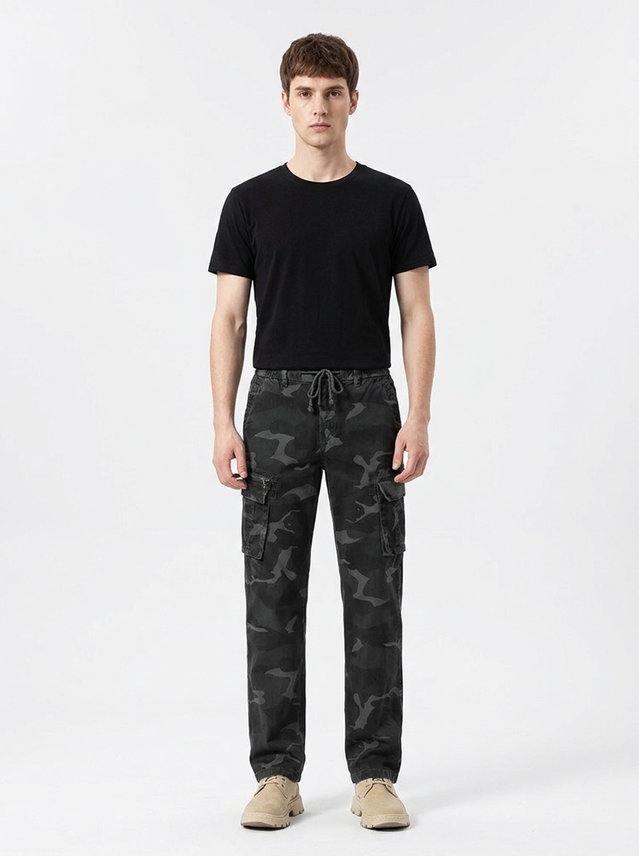 Straight Leg Camouflage Multi-Pocket Men's Cargo Pants for Casual Streetwear