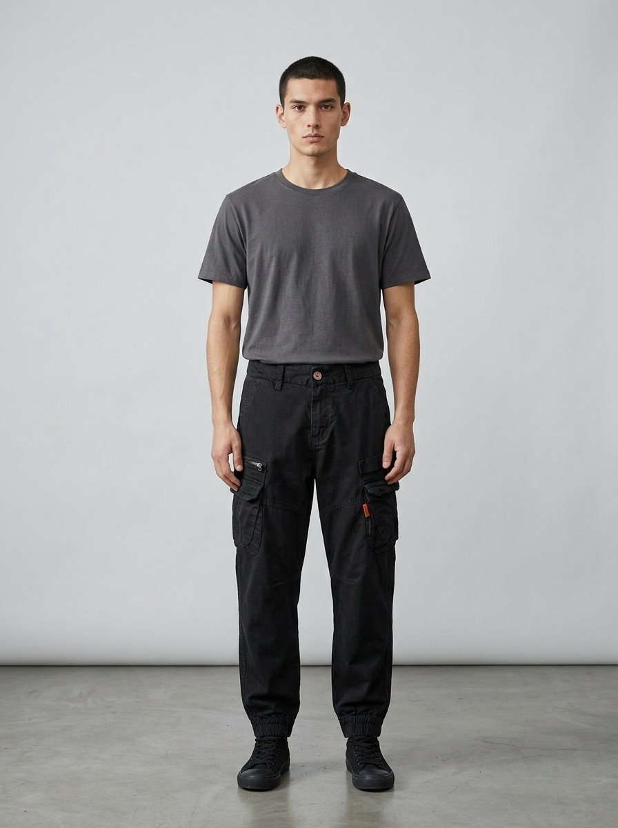 Minimalist Design Tapered Men's Cargo Pants with Stretch Fit for Casual Wear