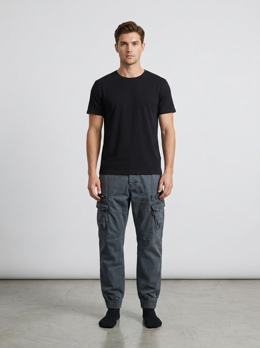 Minimalist Design Tapered Men's Cargo Pants with Stretch Fit for Casual Wear