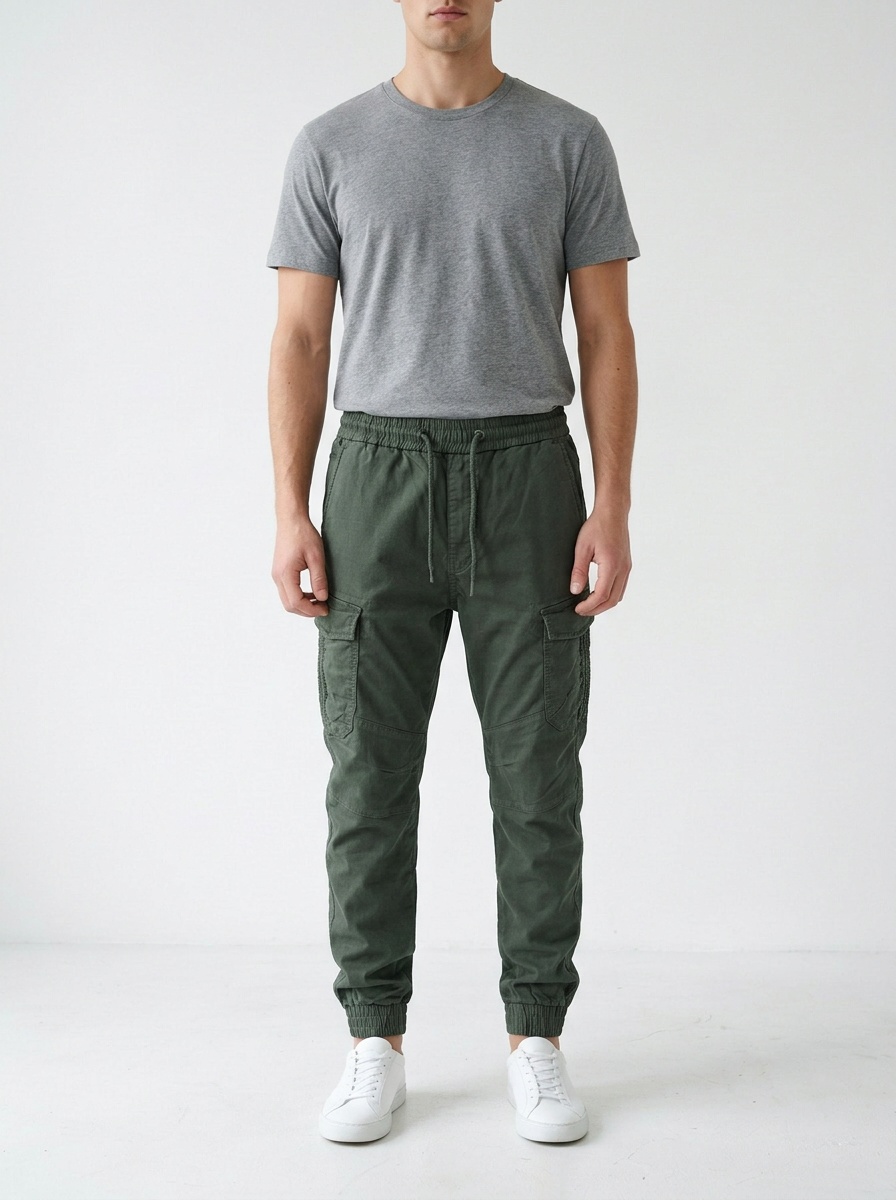 Vintage-Inspired Tapered Fit Stretch Men's Cargo Pants for Casual Wear