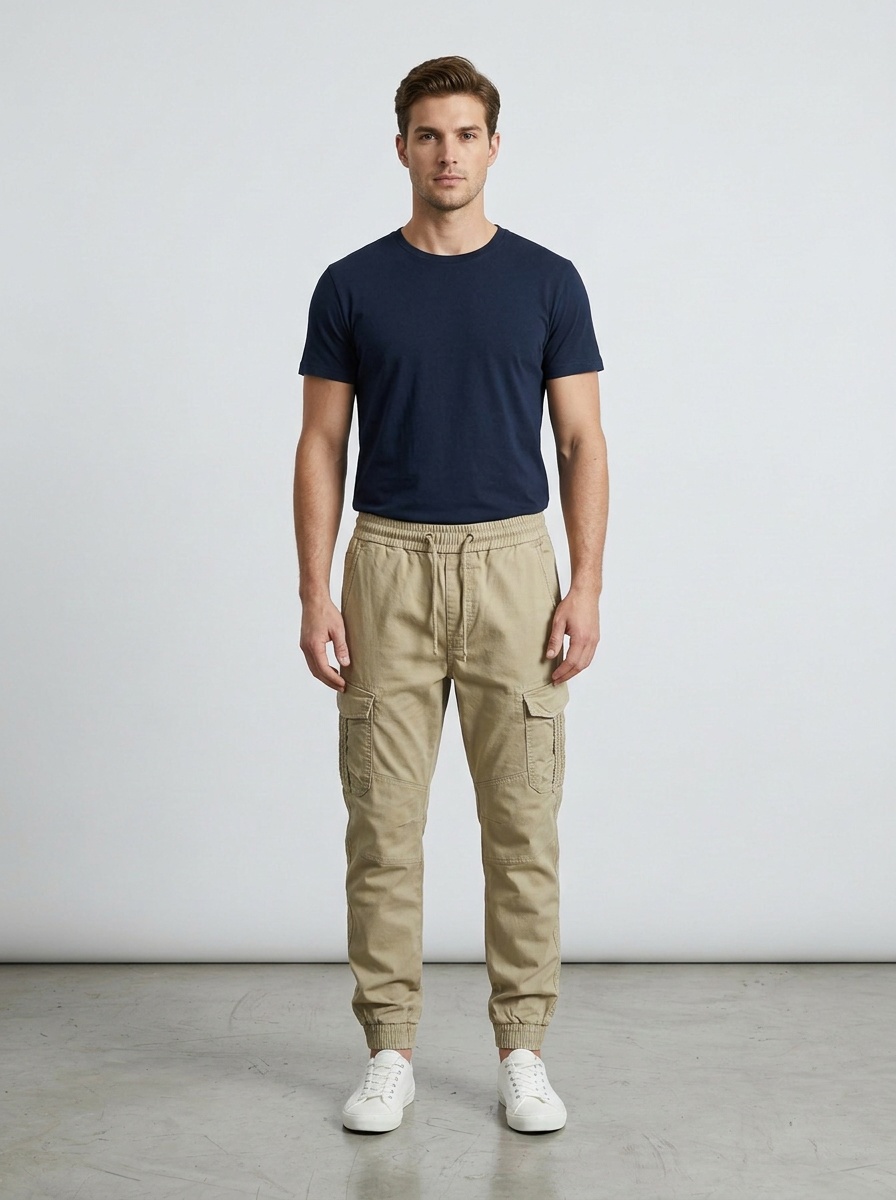 Vintage-Inspired Tapered Fit Stretch Men's Cargo Pants for Casual Wear