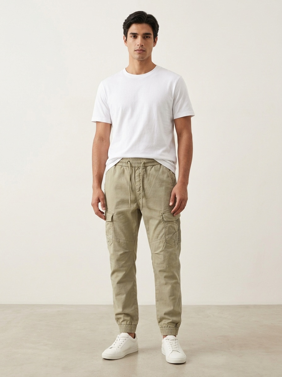 Vintage-Inspired Tapered Fit Stretch Men's Cargo Pants for Casual Wear