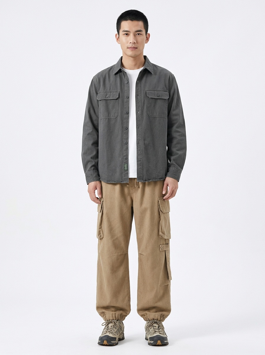 Fleece-Lined Multi-Pocket Men's Cargo Pants for Winter Outdoor Wear