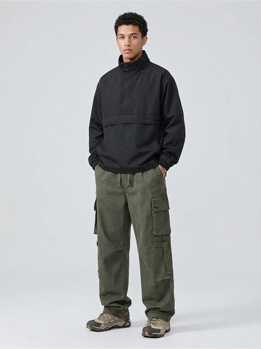 Fleece-Lined Multi-Pocket Men's Cargo Pants for Winter Outdoor Wear
