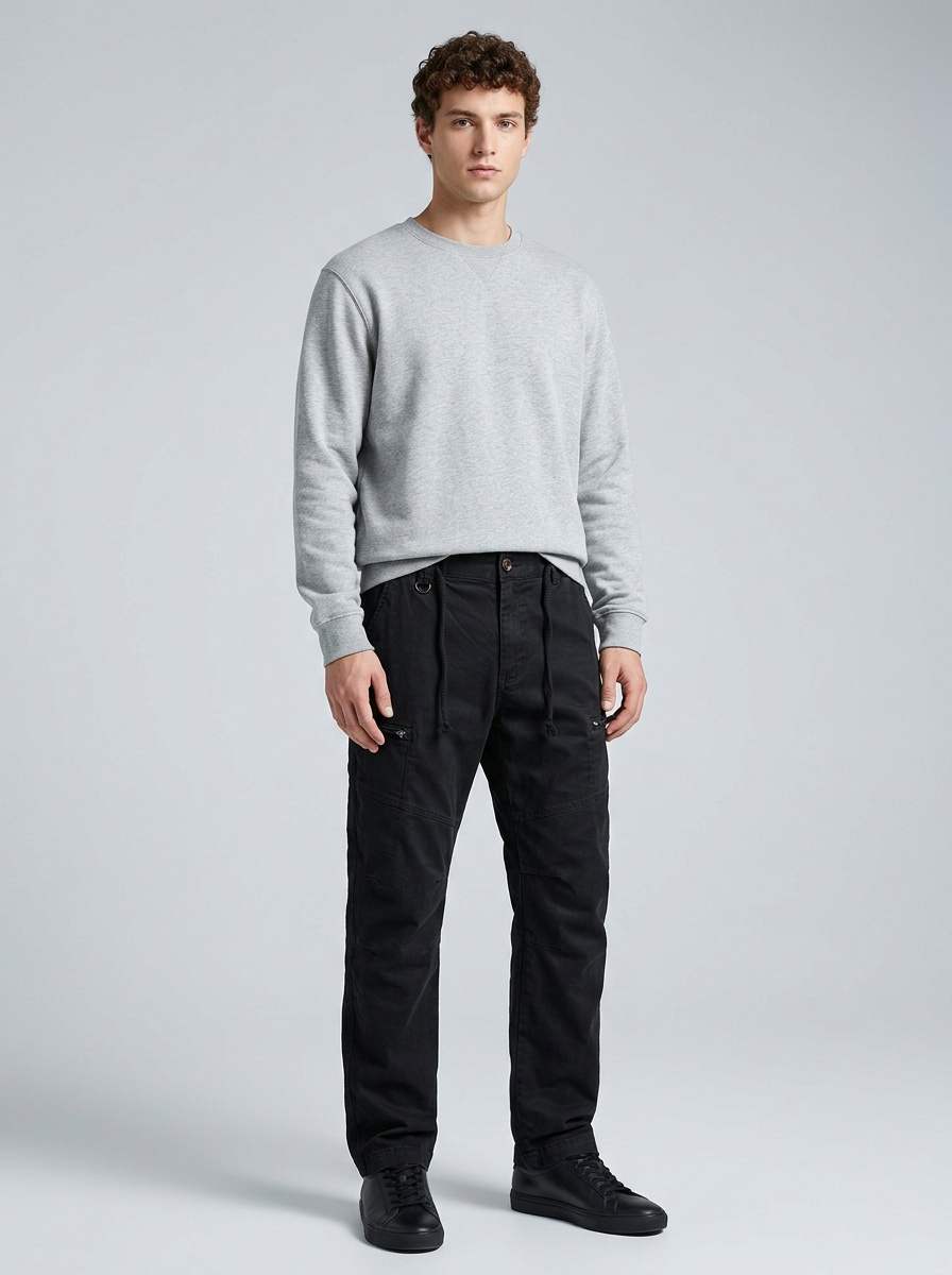 Vintage Fleece-Lined Multi-Pocket Men's Cargo Pants for Casual Winter Wear