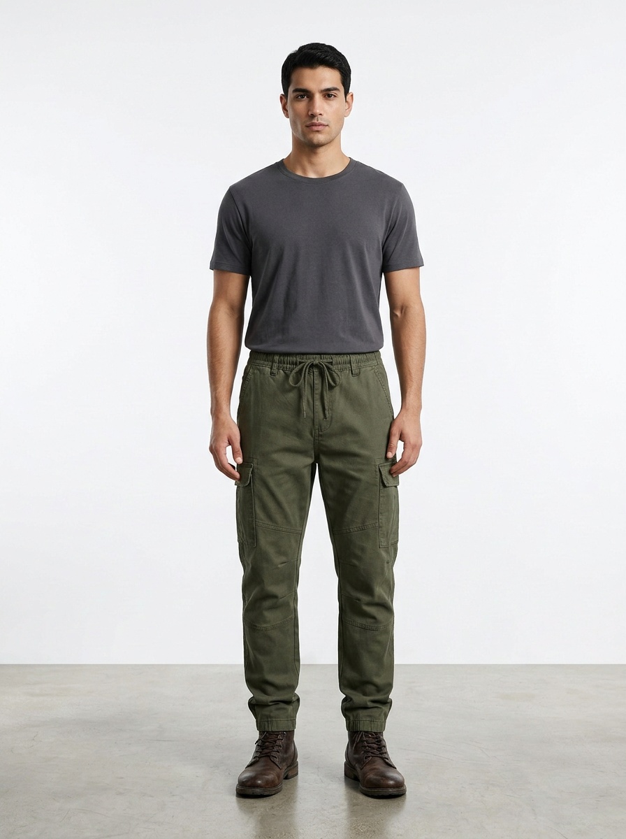 Vintage Fleece-Lined Multi-Pocket Men's Cargo Pants for Casual Winter Wear