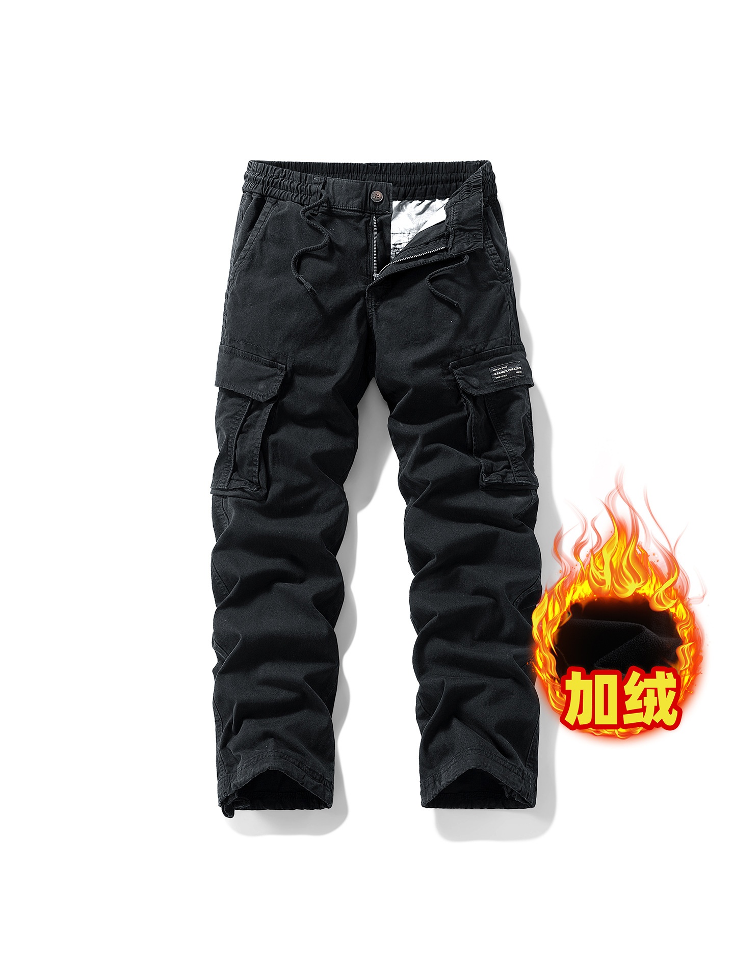 Fleece-Lined Vintage Multi-Pocket Men's Cargo Pants for Winter Casual Wear