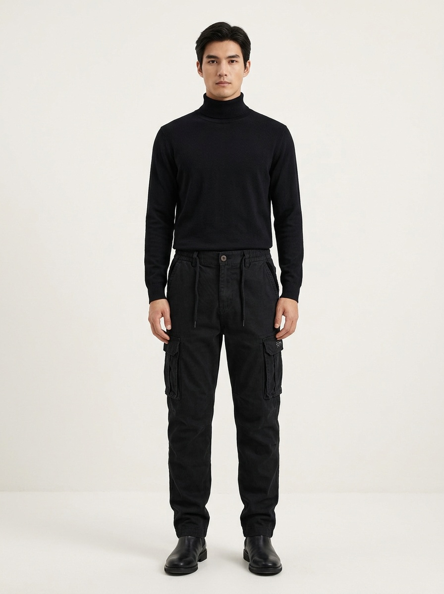 Fleece-Lined Vintage Multi-Pocket Men's Cargo Pants for Winter Casual Wear