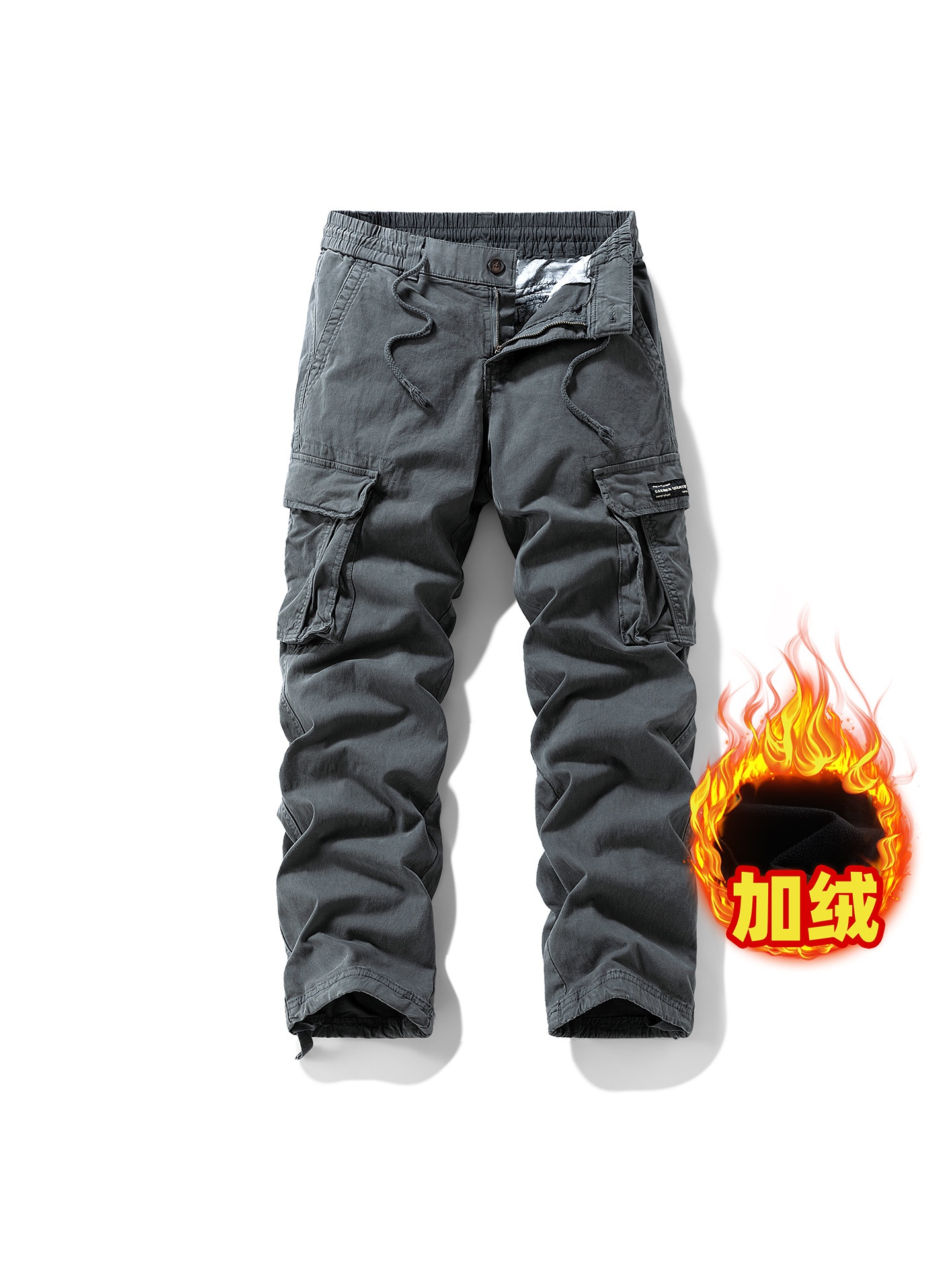 Fleece-Lined Vintage Multi-Pocket Men's Cargo Pants for Winter Casual Wear