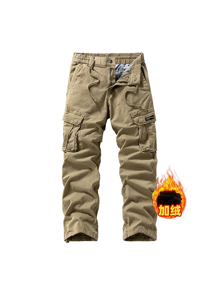 Fleece-Lined Vintage Multi-Pocket Men's Cargo Pants for Winter Casual Wear