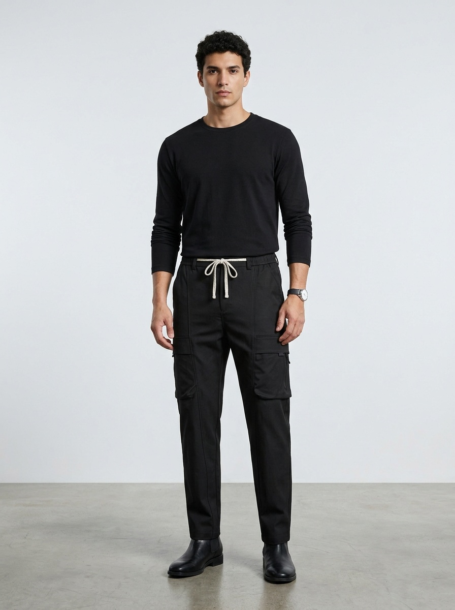 Vintage Wide-Leg Multi-Pocket Men's Cargo Pants for Casual Wear