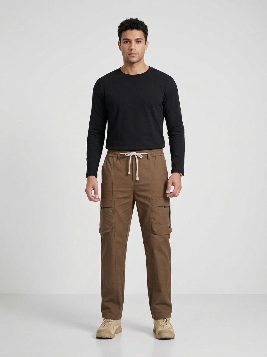 Vintage Wide-Leg Multi-Pocket Men's Cargo Pants for Casual Wear