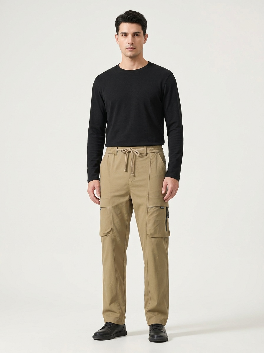 Vintage Wide-Leg Multi-Pocket Men's Cargo Pants for Casual Wear