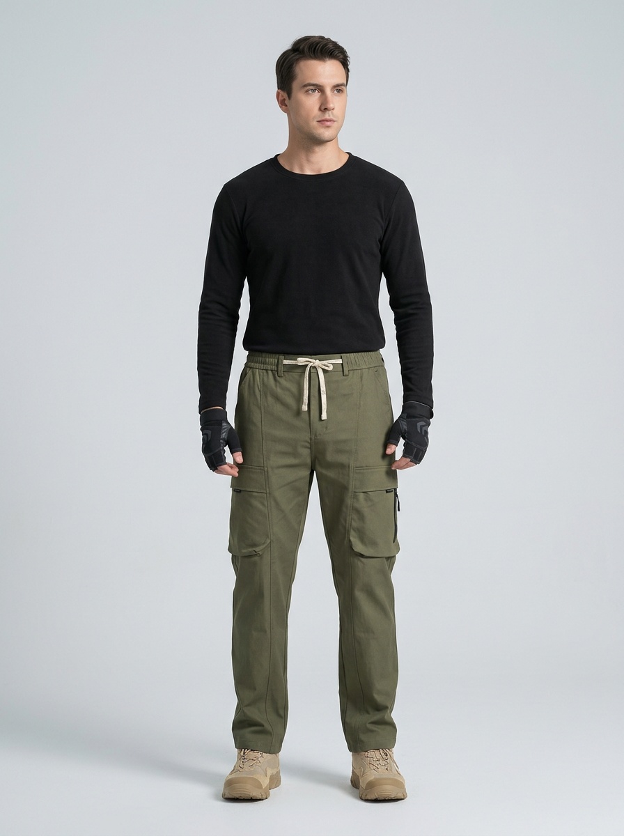 Vintage Wide-Leg Multi-Pocket Men's Cargo Pants for Casual Wear