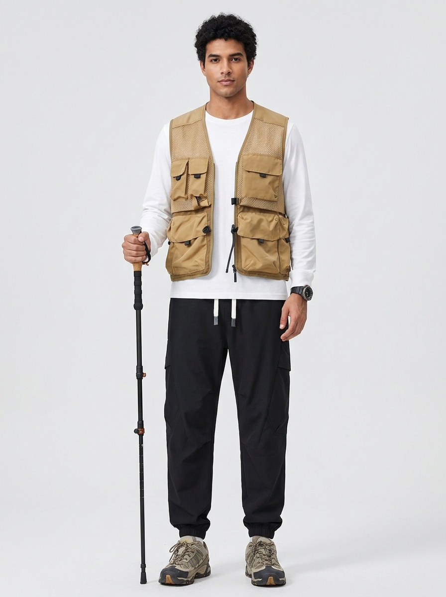 Vintage Cuffed Multi-Pocket Men's Cargo Pants with Fleece Lining for Winter Outdoor Wear