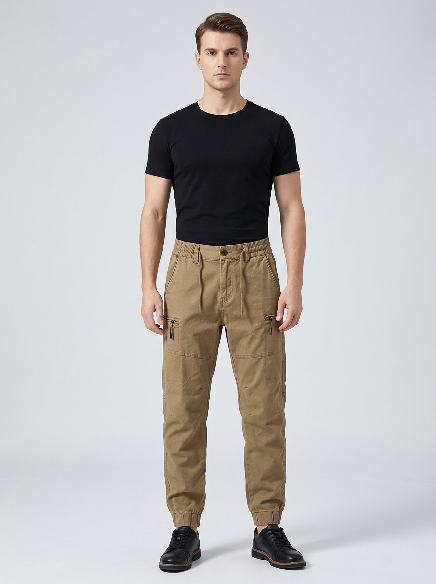 Vintage Multi-Pocket Outdoor Tapered Men's Cargo Pants for Casual Wear