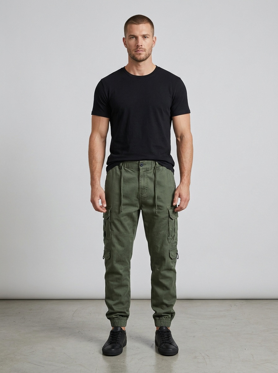 Multi-Pocket Tapered Streetwear Men's Cargo Pants for Autumn Casual Wear